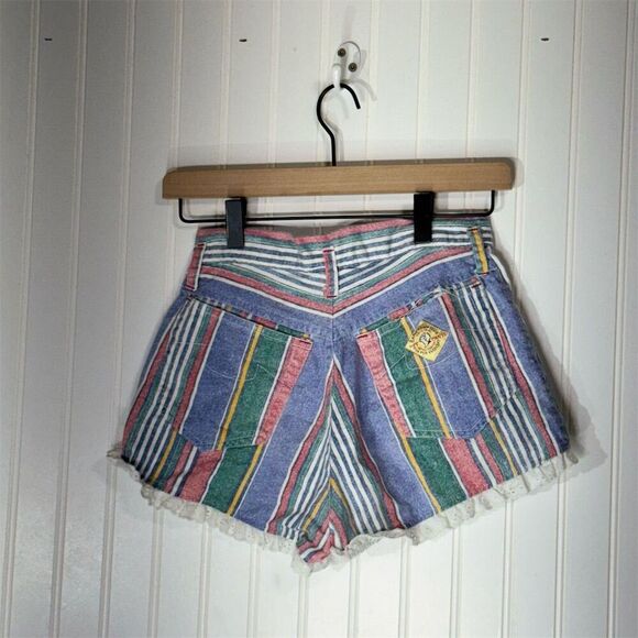 VTG Camptown Club Striped Lace Ruffle Hot Pants Shorts Size 11/12 Y2K 70s Retro - Picture 2 of 7